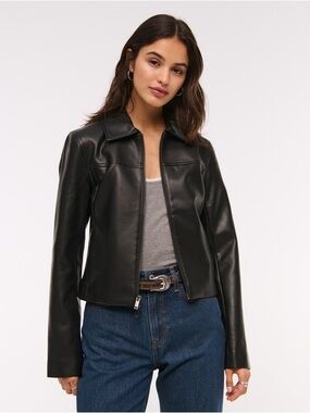 Abercrombie & Fitch Slim Zip Vegan Learher Jacket